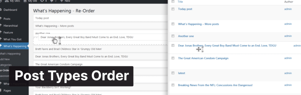 Post Types Order plugin