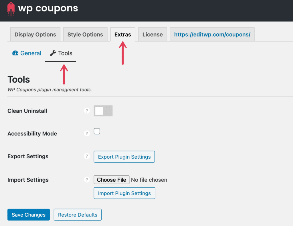 WP Coupons tools