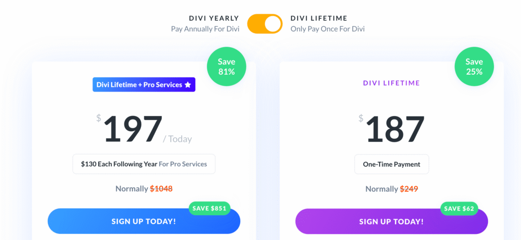 divi lifetime discounted plans