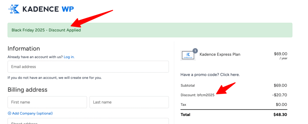 Step 3- Claim Kadence WP Coupon Code
