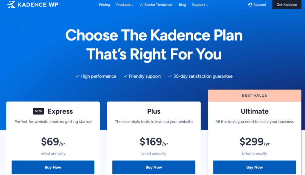 Step 1- Go to Kadence WP Pricing Page
