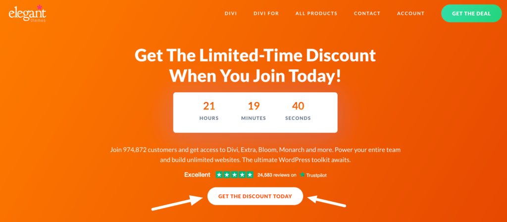 Step 1 Visit Divi special offer landing page