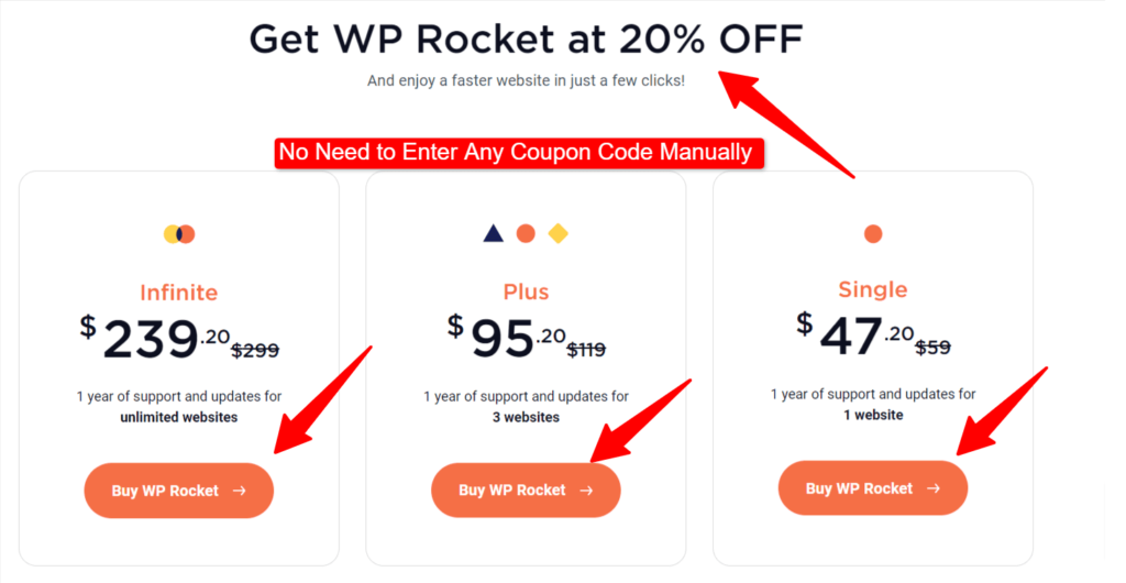 Step 2- Pick the wp rocket plan that suits you