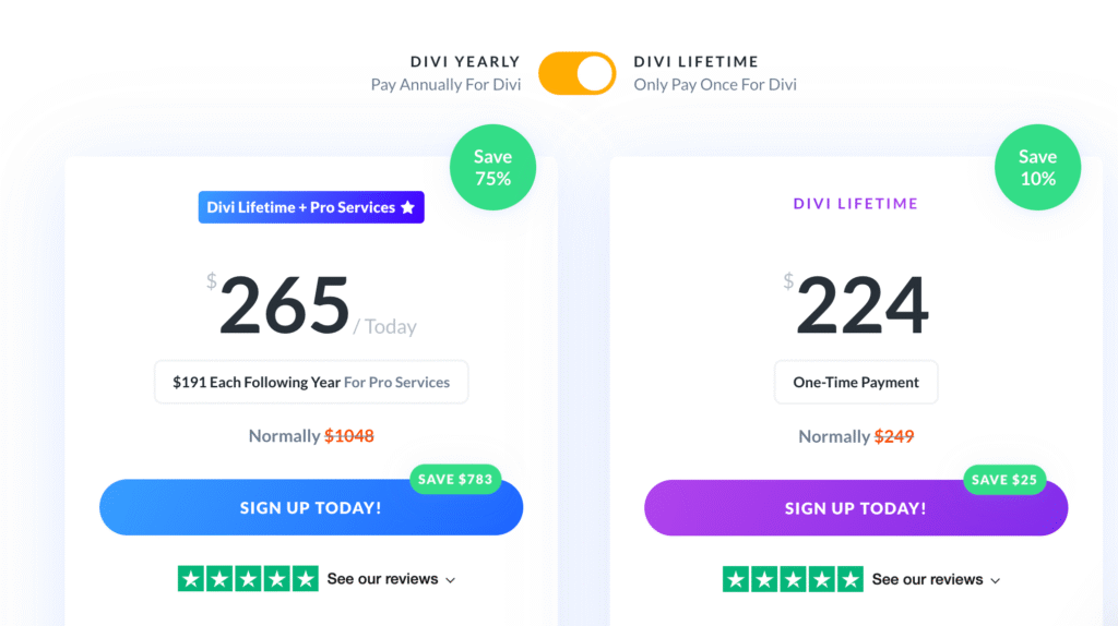 divi lifetime discounted plans