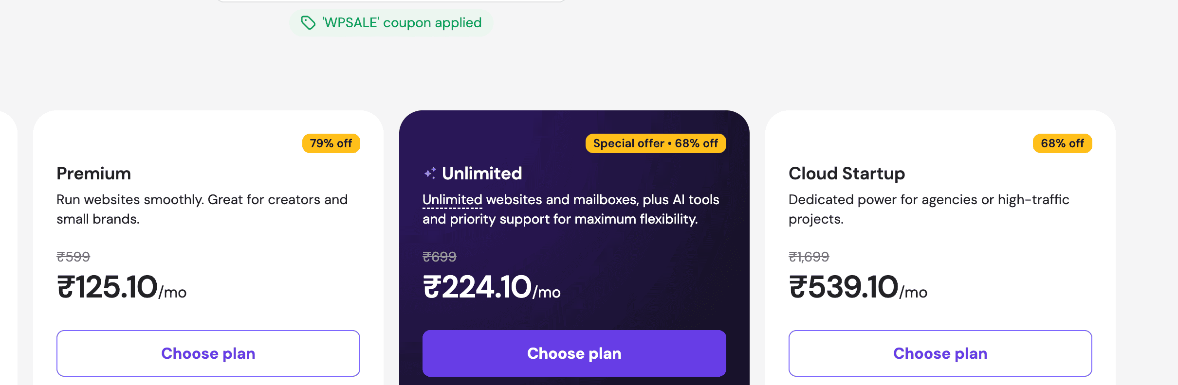 pick your preferred hostinger plan