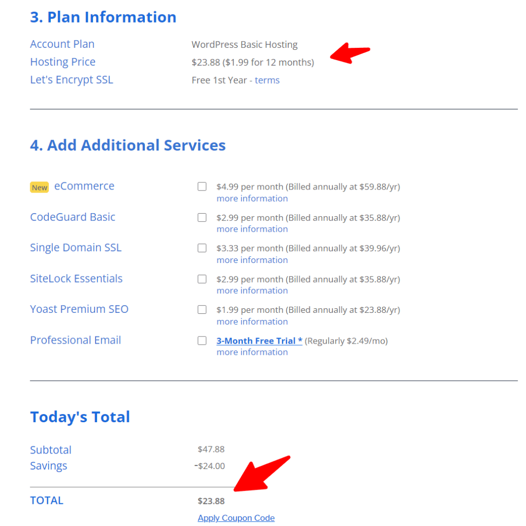 Set Your Bluehost Billing Term & Complete Your Purchase