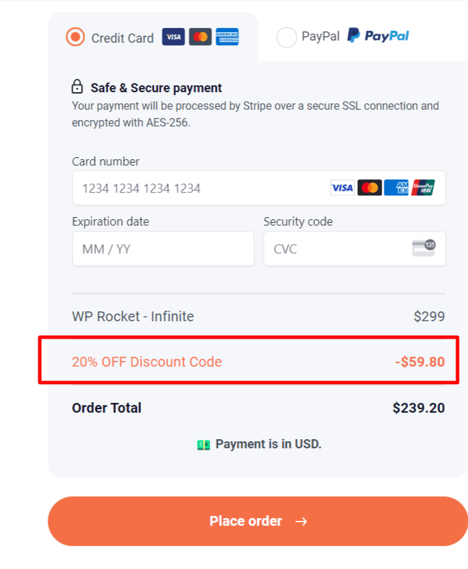 wp rocket discount applied successfully