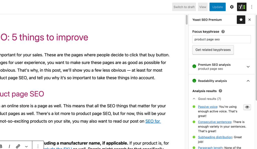 yoast seo readbility analysis