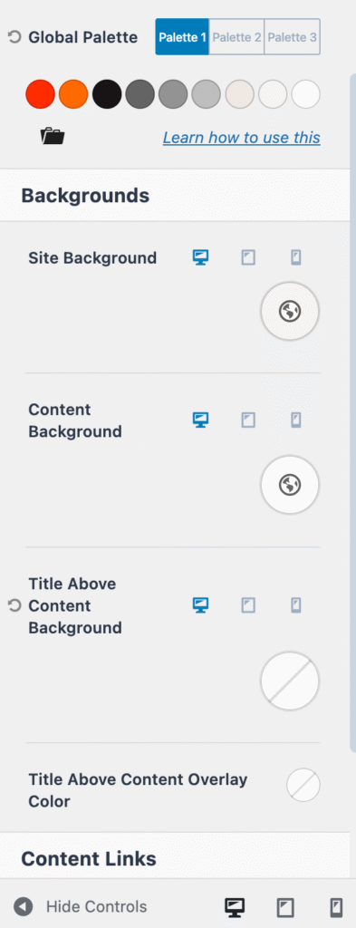Kadence Theme Color Controls 