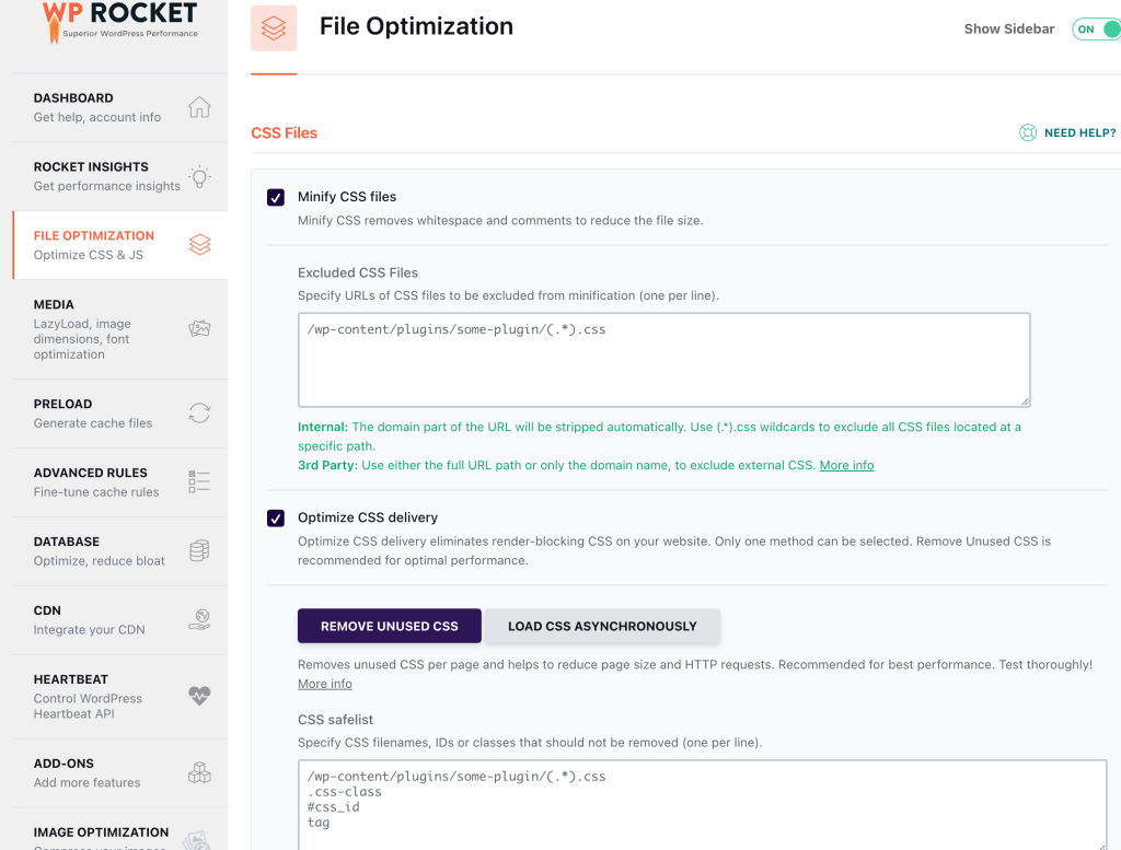 minify css in wp rocket
