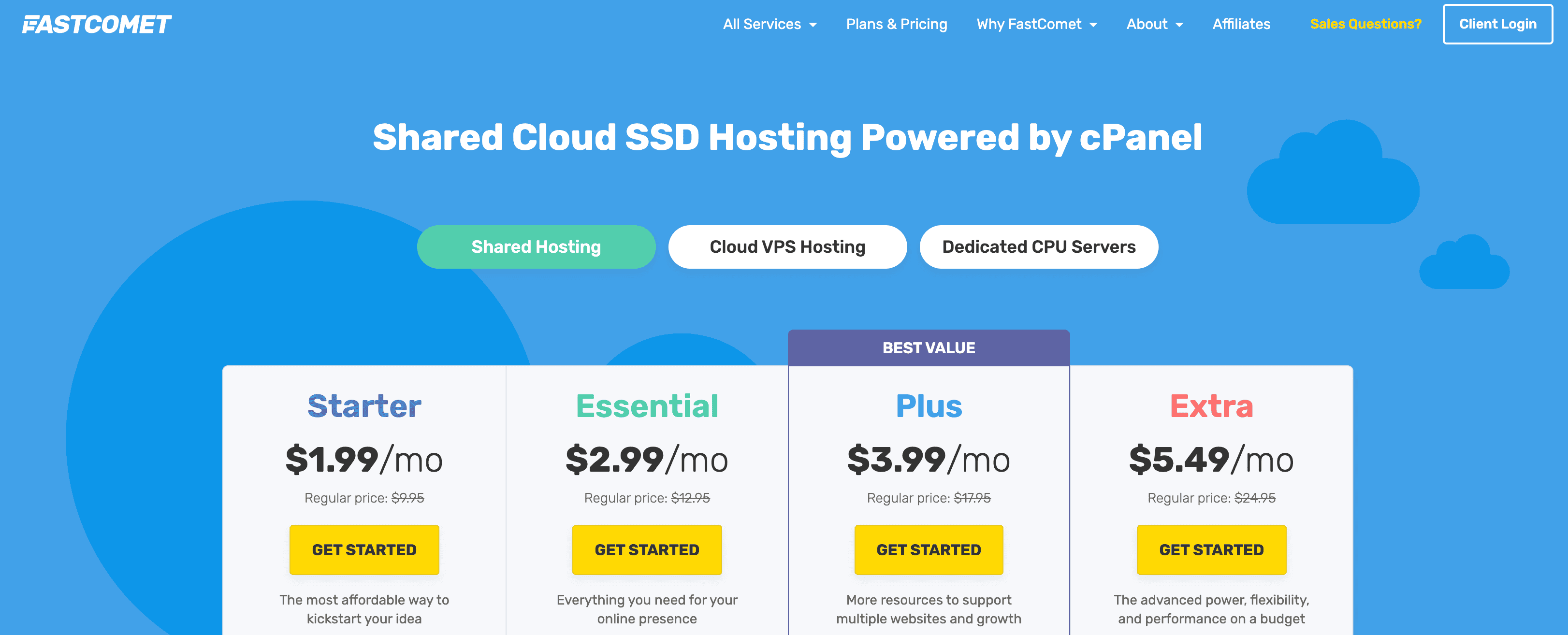 First Select a FastComet Hosting Plan