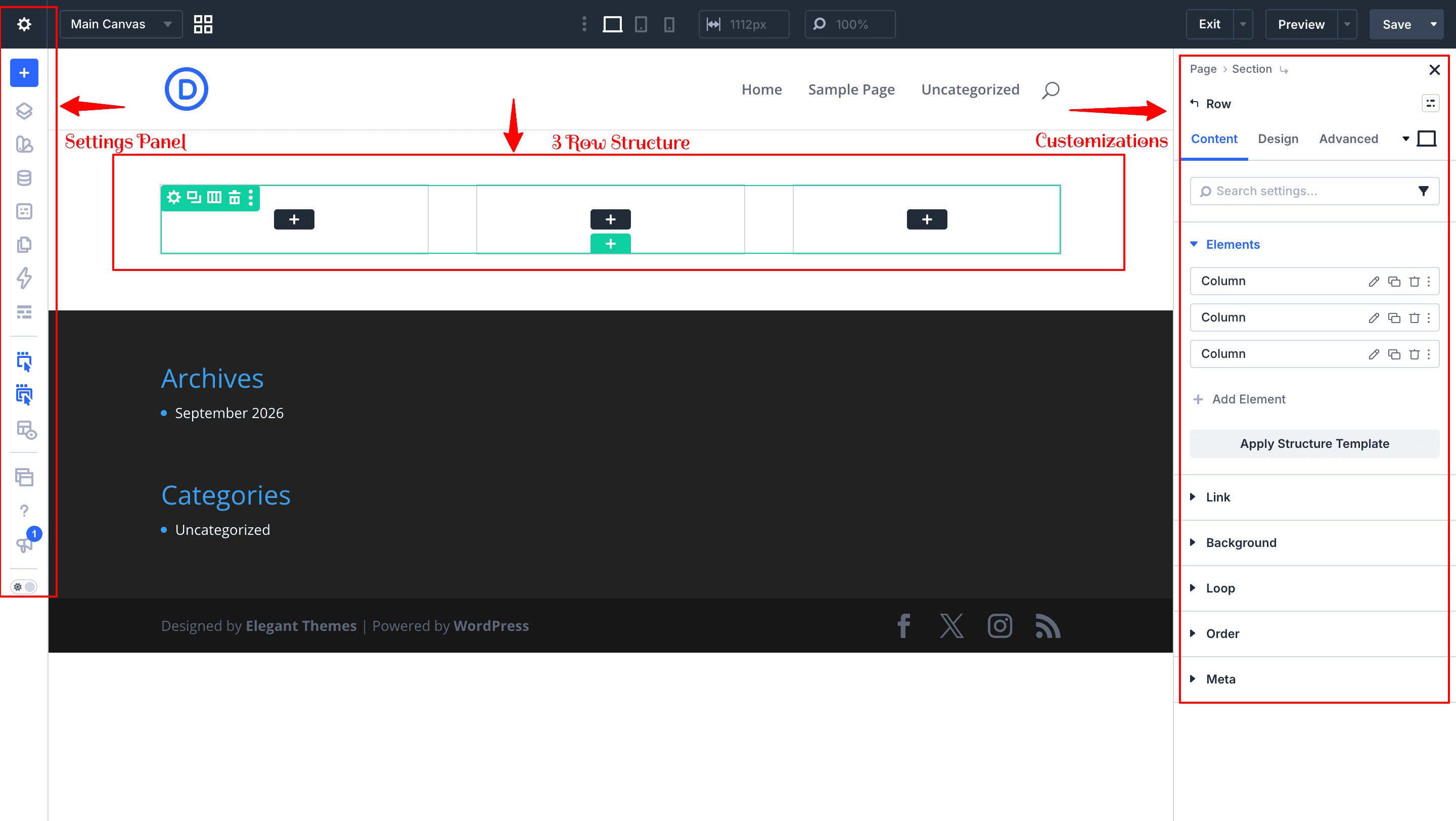 Divi Page Settings Divi Theme Page Settings