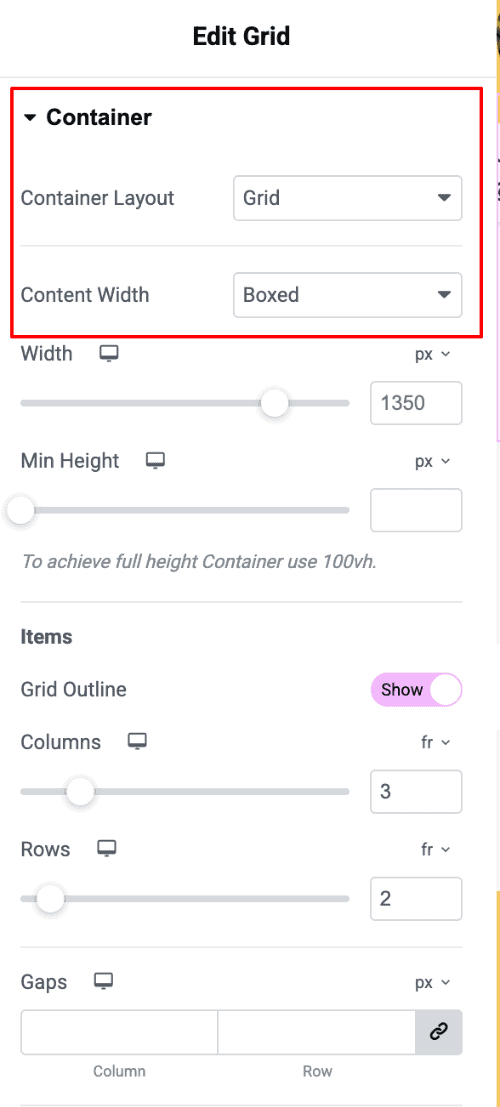 Elementor Container Elementor Container