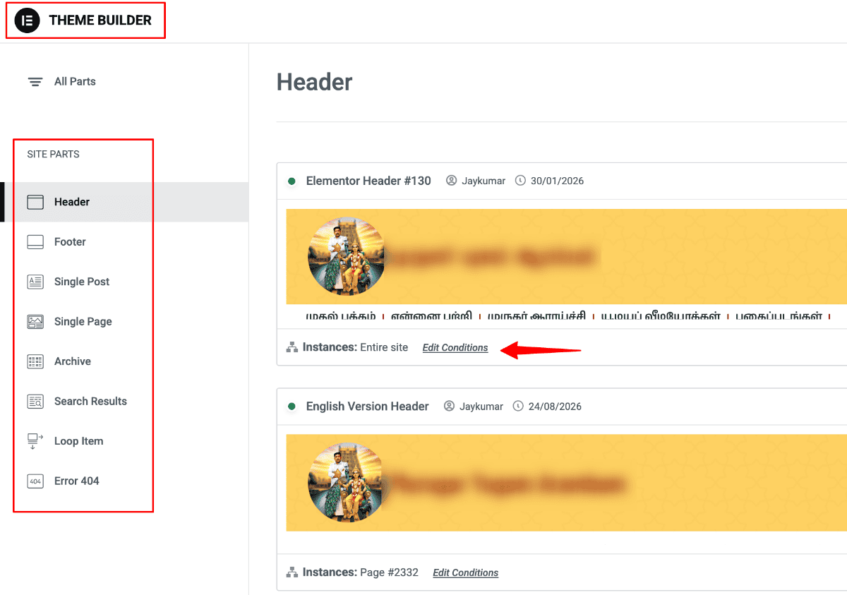 Elementor Theme Builder Elementor Theme Builder